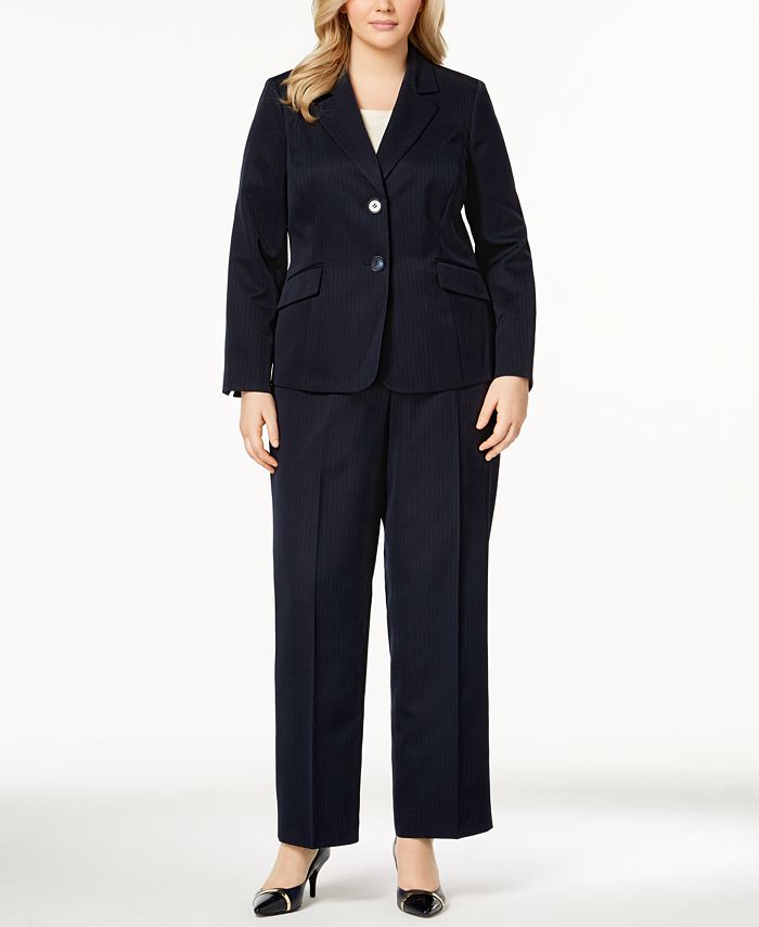 Le Suit Plus Size Pinstriped Pantsuit - Macy's