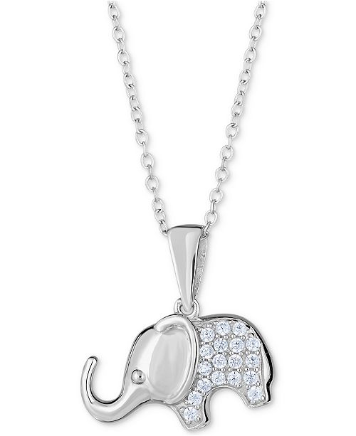 Macy's Diamond Elephant Pendant Necklace (1/8 ct. t.w.) in Sterling