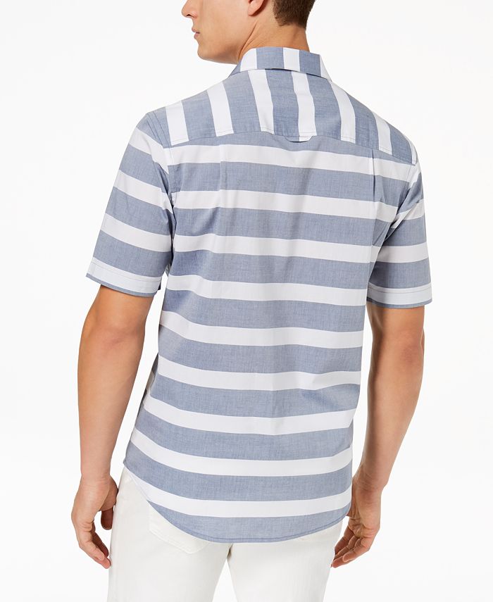 Club Room Men's Striped Camp Shirt, Created for Macy's - Macy's