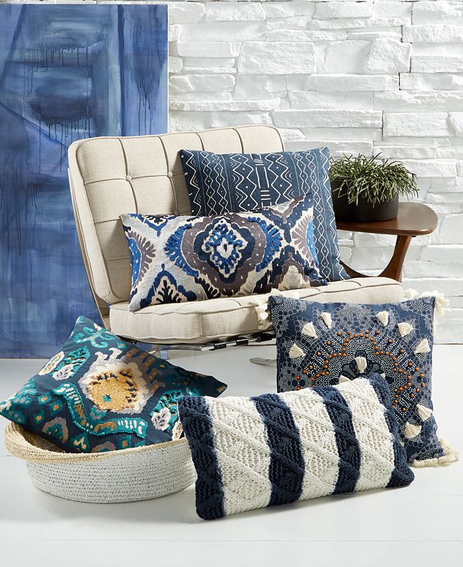 Lacourte LAST ACT! Globetrotter Blue Decorative Pillow