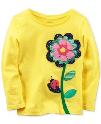 Carter's - Floral-Appliqu&eacute; Cotton T-Shirt, Toddler Girls (2T-4T)