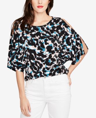 RACHEL Rachel Roy - Printed Cold-Shoulder Top
