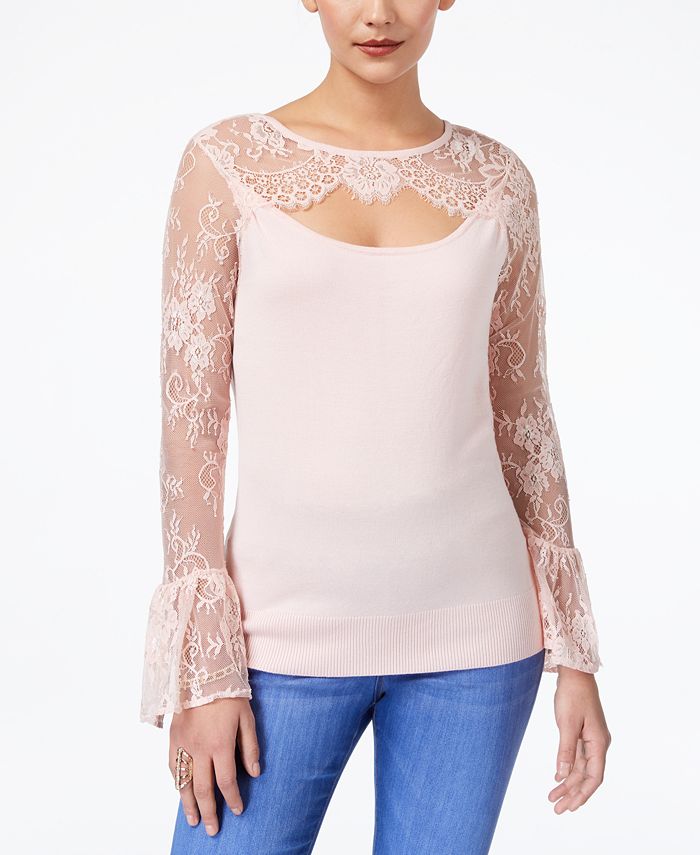 Thalia Sodi Lace-Bell-Sleeve Sweater, Created for Macy's & Reviews ...