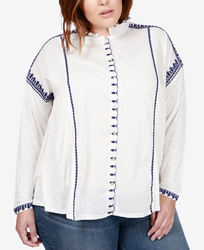 Lucky brand plus size tops macys on sale