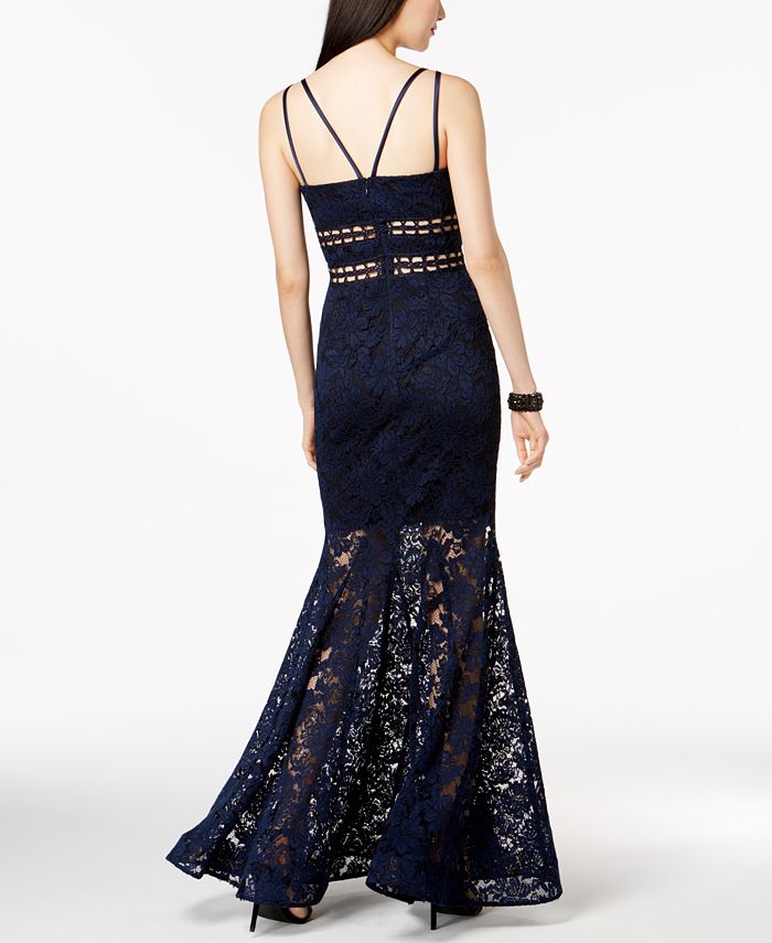 XSCAPE Cutout Lace Overlay Gown - Macy's
