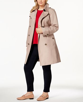 London Fog Plus Size Hooded Double-Breasted Trench Coat - Macy's