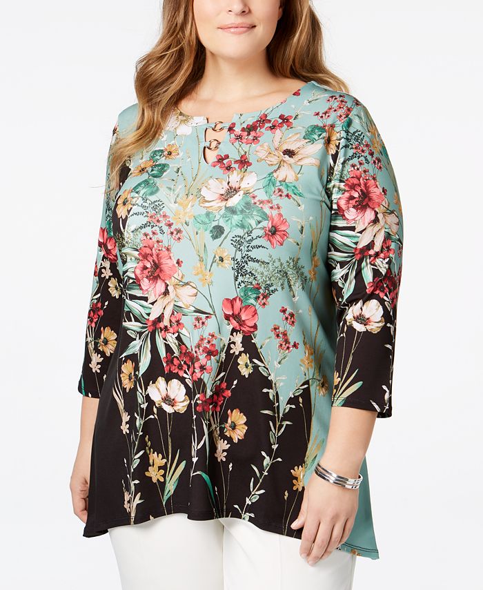JM Collection Plus Size Embellished Asymmetrical-Hem Tunic, Created for ...