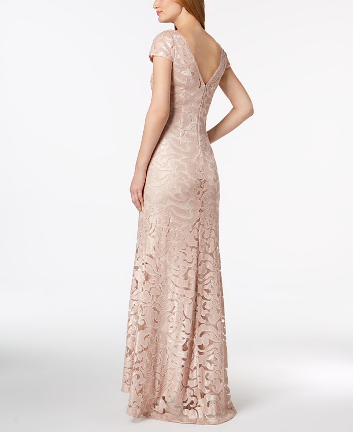 Calvin Klein V-Back Sequined Printed Dress - Macy's