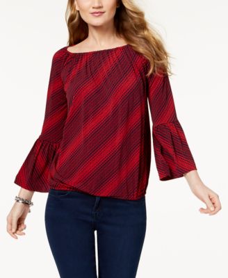 Michael Kors - Petite Printed Lantern-Sleeve Top