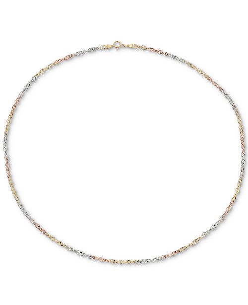 Macy S 18 Tri Color Singapore Chain Necklace 2 5 8mm In 14k Gold White Gold Rose Gold Reviews Necklaces Jewelry Watches Macy S