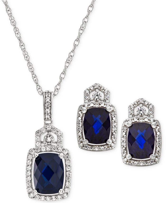 Macy's Lab Created Sapphire (3-1/2 ct. t.w.) & White Sapphire (3/4 ct ...