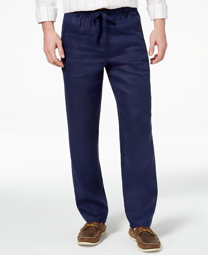 Tasso Elba Island Men's ClassicFit Drawstring Linen Pants, Created for Macy's Macy's