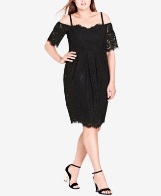 City Chic - Trendy Plus Size Off-The-Shoulder Lace Dress