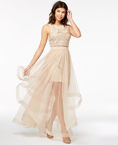 Say Yes to the Prom Juniors&#39; Embellished Illusion-Skirt Dress, Created for Macy&#39;s - Juniors ...