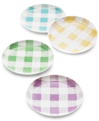 Martha Stewart Collection - Set Of 4 Gingham Appetizer Plates