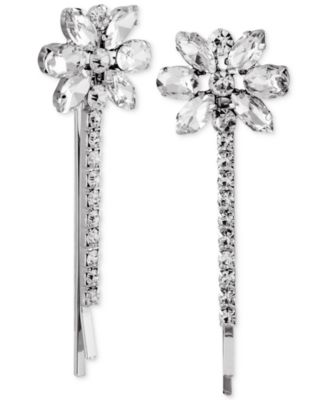 Say Yes to the Prom - Silver-Tone 2-Pc. Set Crystal Flower Hair Pins