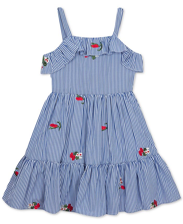 Rare Editions Embroidered Striped Dress Toddler Girls Macy s