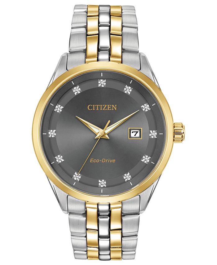 Citizen - Men's Eco-Drive Corso Diamond-Accent Two-Tone Stainless Steel Bracelet Watch 41mm