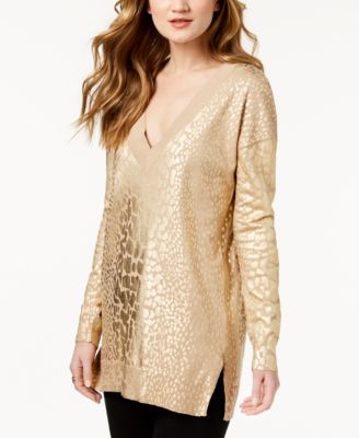 michael kors gold metallic sweater