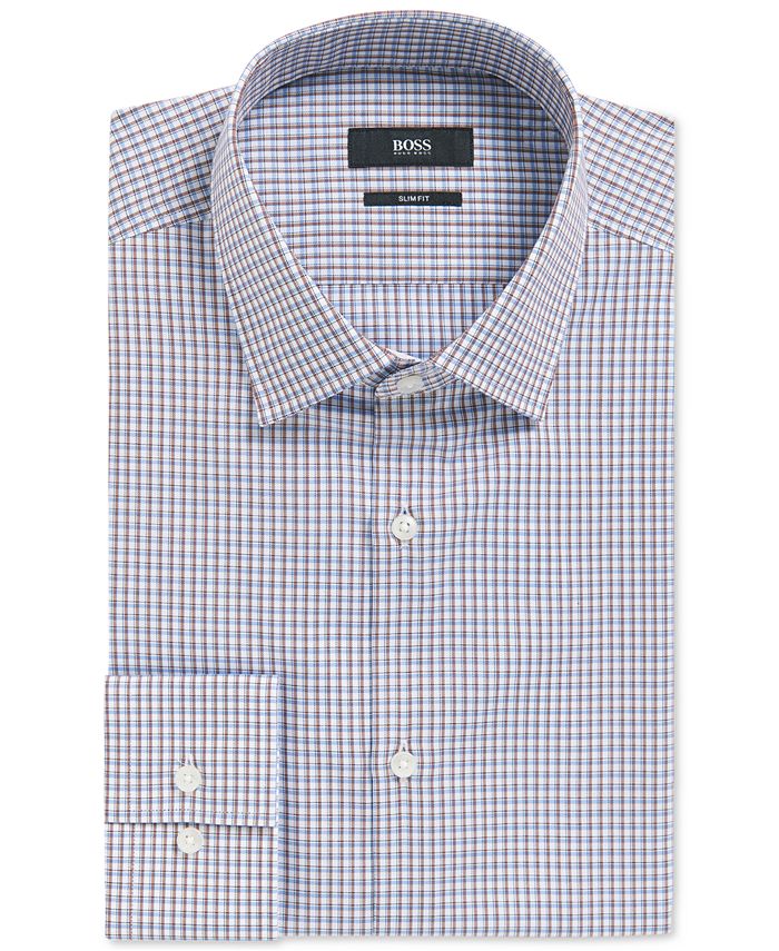 Hugo Boss BOSS Men's SlimFit Plaid Cotton Dress Shirt Macy's