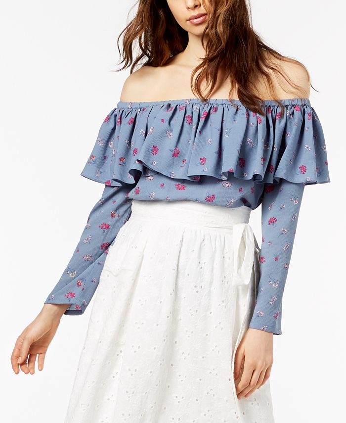 Jill Jill Stuart Off-The-Shoulder Flounce Top, Created for Macy's - Macy's
