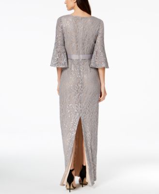 Calvin Klein Womens Sequined Bell Sleeve Bodycon Dress Black Size 2 Xs