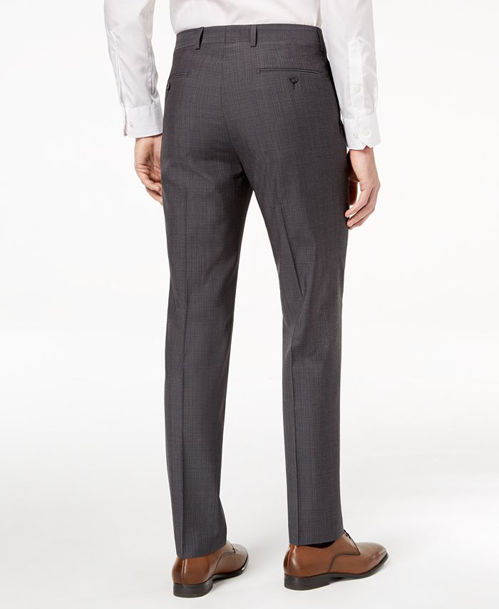 Calvin Klein Men's Slim-Fit Stretch Mini-Grid Dress Pants - Macy's