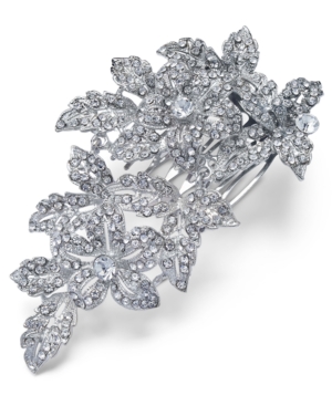 image of Inc Silver-Tone Pave Flower Hair Comb, Created for Macy-s