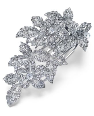 I.N.C. INTERNATIONAL CONCEPTS Silver-Tone Pavé Flower Hair Comb HA-0225 - Floral Hair Comb - Tiara, Diadem, French Twist  main image 2