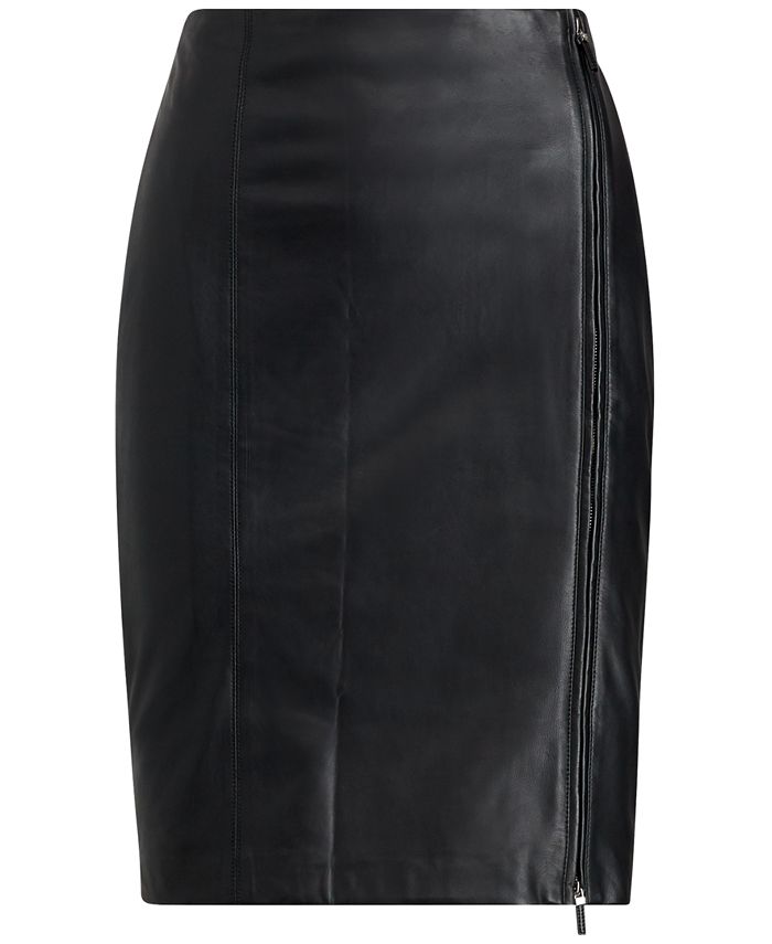 Lauren Ralph Lauren Two-Way-Zip Leather Skirt - Macy's