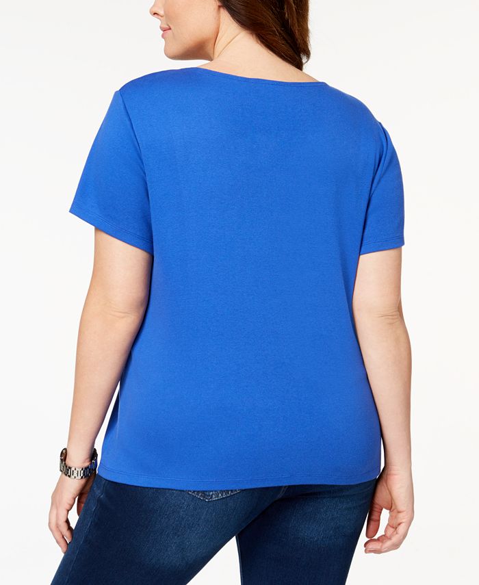 Karen Scott Plus Size Cotton Embellished T-Shirt, Created for Macy's ...