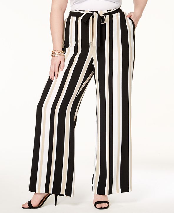 Plus Size Striped Wide Leg Pants main image 1