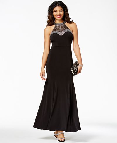 Say Yes to the Prom Juniors' Embellished Halter Gown ...
