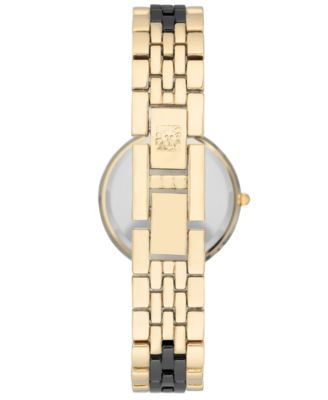 Women's Diamond-Accent Gold-Tone & Black Ceramic Bracelet Watch 30mm