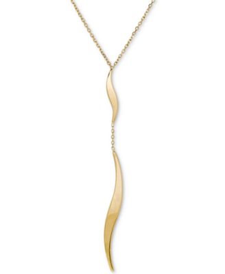 Italian Gold - Wavy Pendant Necklace in 14k Gold