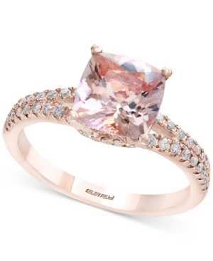 image of Gemstone Bridal by Effy Morganite (1-5/8 ct. t.w.) & Diamond (1/4 ct. t.w.) Engagement Ring in 18k Rose Gold