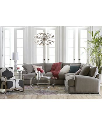 Furniture - Rhyder 4-Pc. 80'' Fabric Sectional with Chaise, Only at Macy's