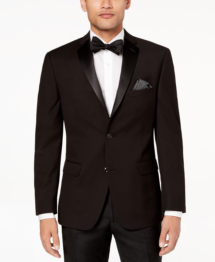 Alfani CLOSEOUT! Men's Slim-Fit Solid Black Textured Dinner Jacket ...