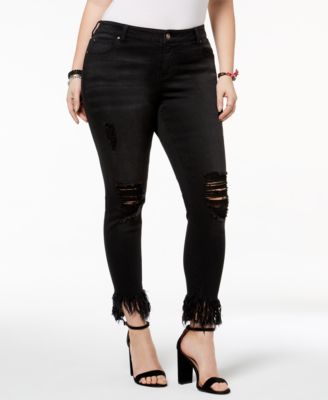 RWN by Rawan - Plus Size Distressed Skinny Jeans