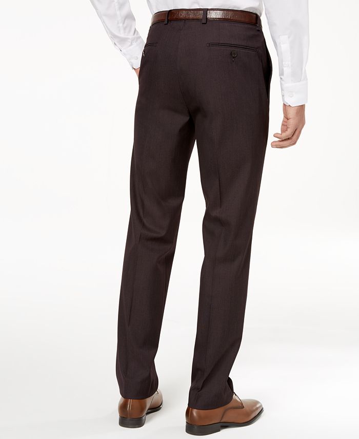 Calvin Klein Men's Slim-Fit Stretch Plum Neat Dress Pants & Reviews ...