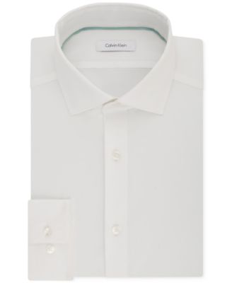 Men's STEEL Slim-Fit Non-Iron Performance Stretch Spread Collar White Dress Shirt