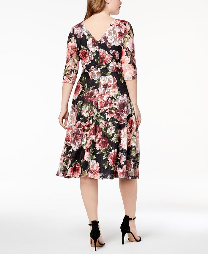 sangria Plus Size Printed Lace A-Line Dress - Macy's
