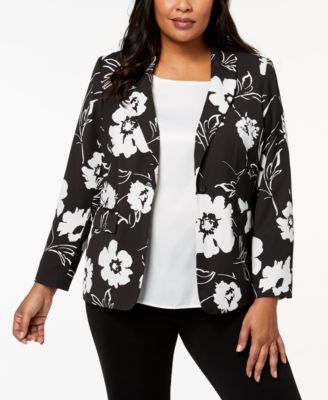 Calvin Klein - Plus Size Floral-Print Blazer