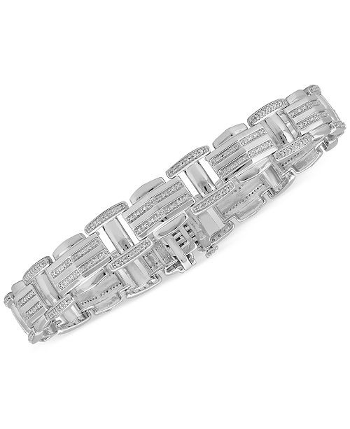Macy&#39;s Men&#39;s Diamond Bracelet (1/2 ct. t.w.) in Sterling Silver & Reviews - Bracelets - Jewelry ...