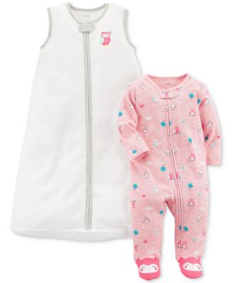 Carter's - 2-Pc. Owl Sleep Bag & Footed Coverall Set, Baby Girls