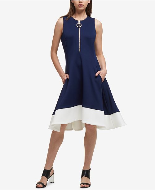 DKNY Zippered Fit & Flare Dress, Created for Macy's & Reviews Dresses
