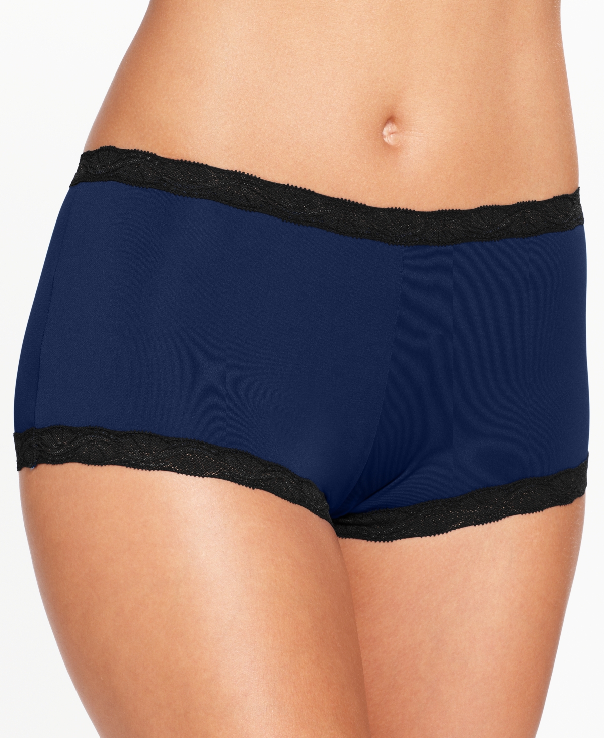 Lace Trim Microfiber Boyshort Underwear 40760 - Peach Swirl Print