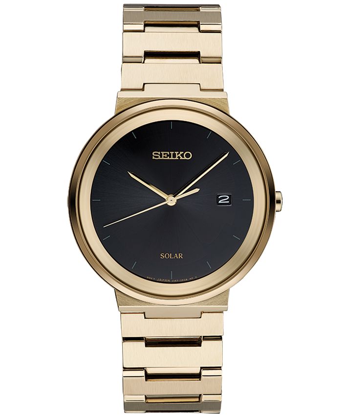 Seiko Men's Solar Essentials Gold-Tone Stainless Steel Bracelet Watch ...