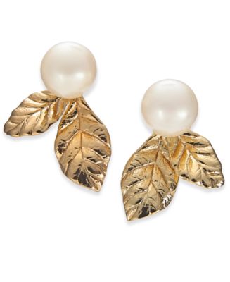 kate spade new york Gold-Tone Leaf & Imitation Pearl Stud Earrings &  Reviews - Fashion Jewelry - Jewelry & Watches - Macy's