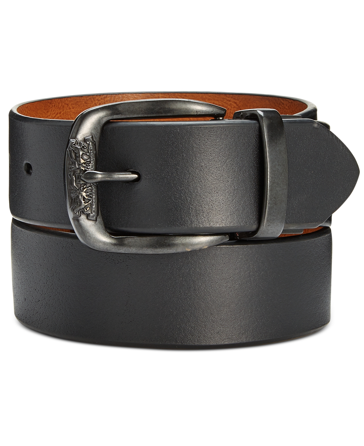 Men's Smooth Leather Reversible Belt - Black/tan